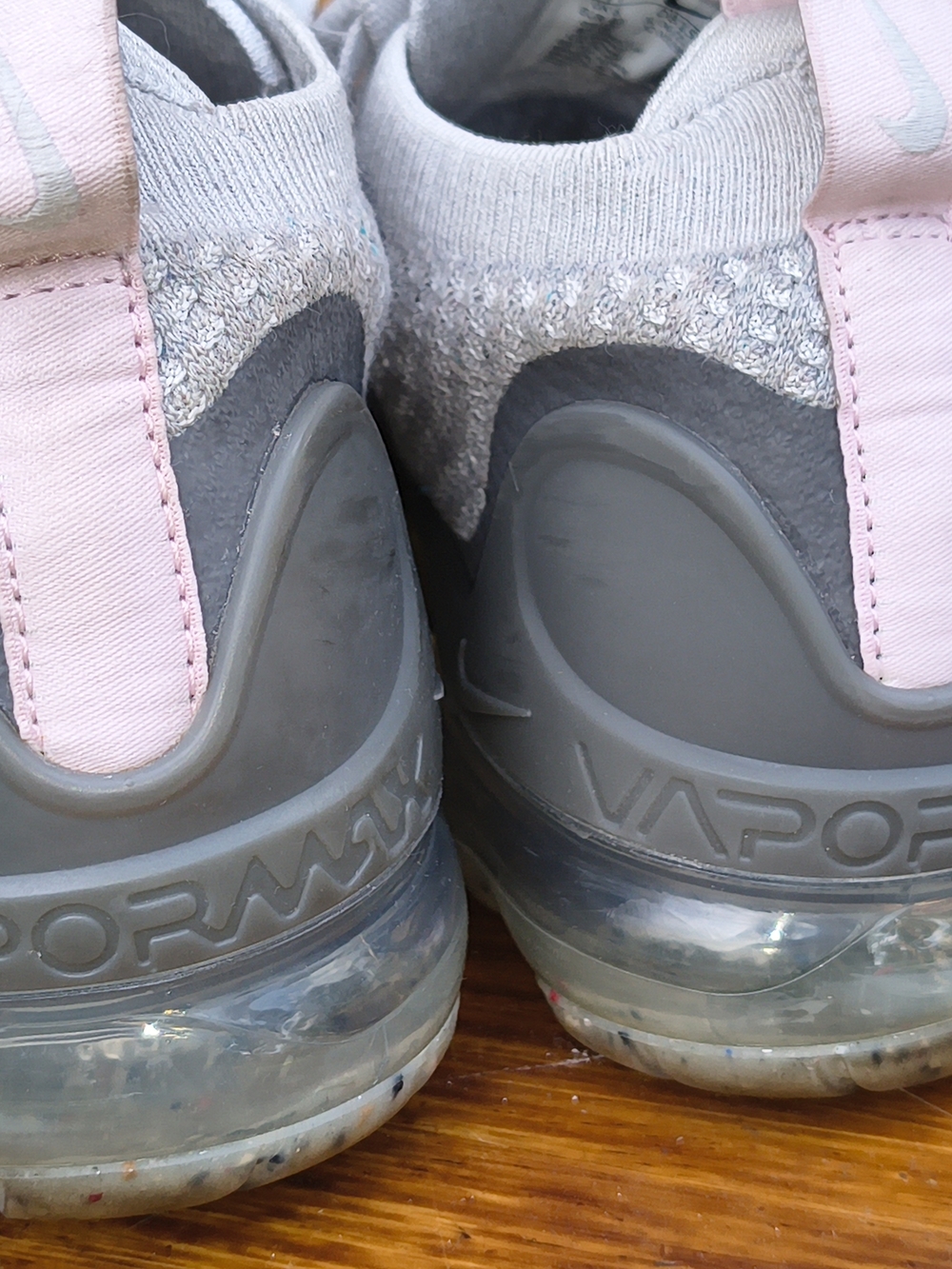 Nike Women’s Knit Vapor Max Sneakers - Light Gray with Pink Trim - Picture 8 of 10